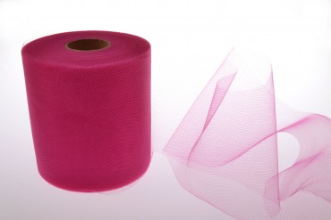 Tüll 12,5 cm x 100 m Tüllstoff - Maxi Rolle Dekostoff Farbauswahl Dekorieren Lippenstift pink Tüll