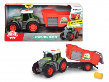 Dickie Toys Fendt Traktor mit Anhänger (26 cm) - Traktor-Spielzeug 