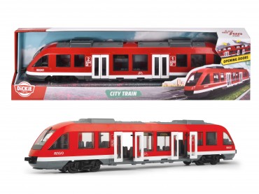 Dickie Toys - City Train (rot) - Spielzeug-Zug (45 cm) auf Rädern mit Türen & Dach zum Öffnen 