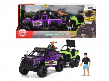 Dickie Toys - 3-in-1 Spielzeugauto Country Trail Set - Ford Raptor Geländewagen 