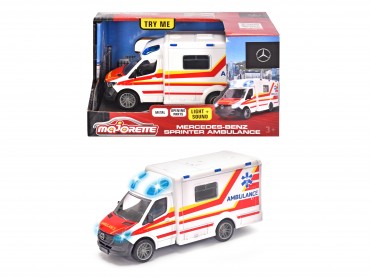 Majorette - Mercedes-Benz Sprinter Krankenwagen – Premium Modell, mit Licht & Sound 