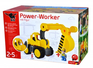 BIG-Power-Worker Bagger + Figur - Spielzeug Auto mit beweglichem Ladearm 